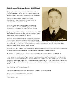 A preview of a PDF biography for Doolan, Gregory McGowan